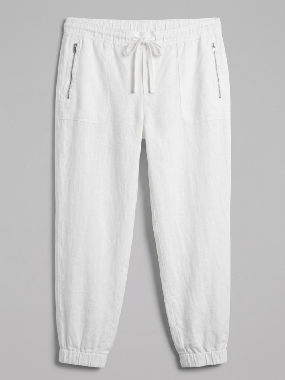 Lou & Grey 100% Linen Pull On Jogger Pants White Size XL Elastic Waist